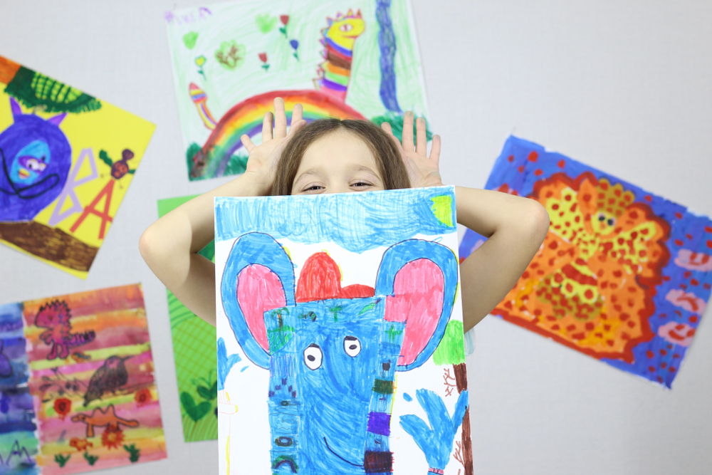 Child,artist,,little,girl,drew,a,picture,of,the,god